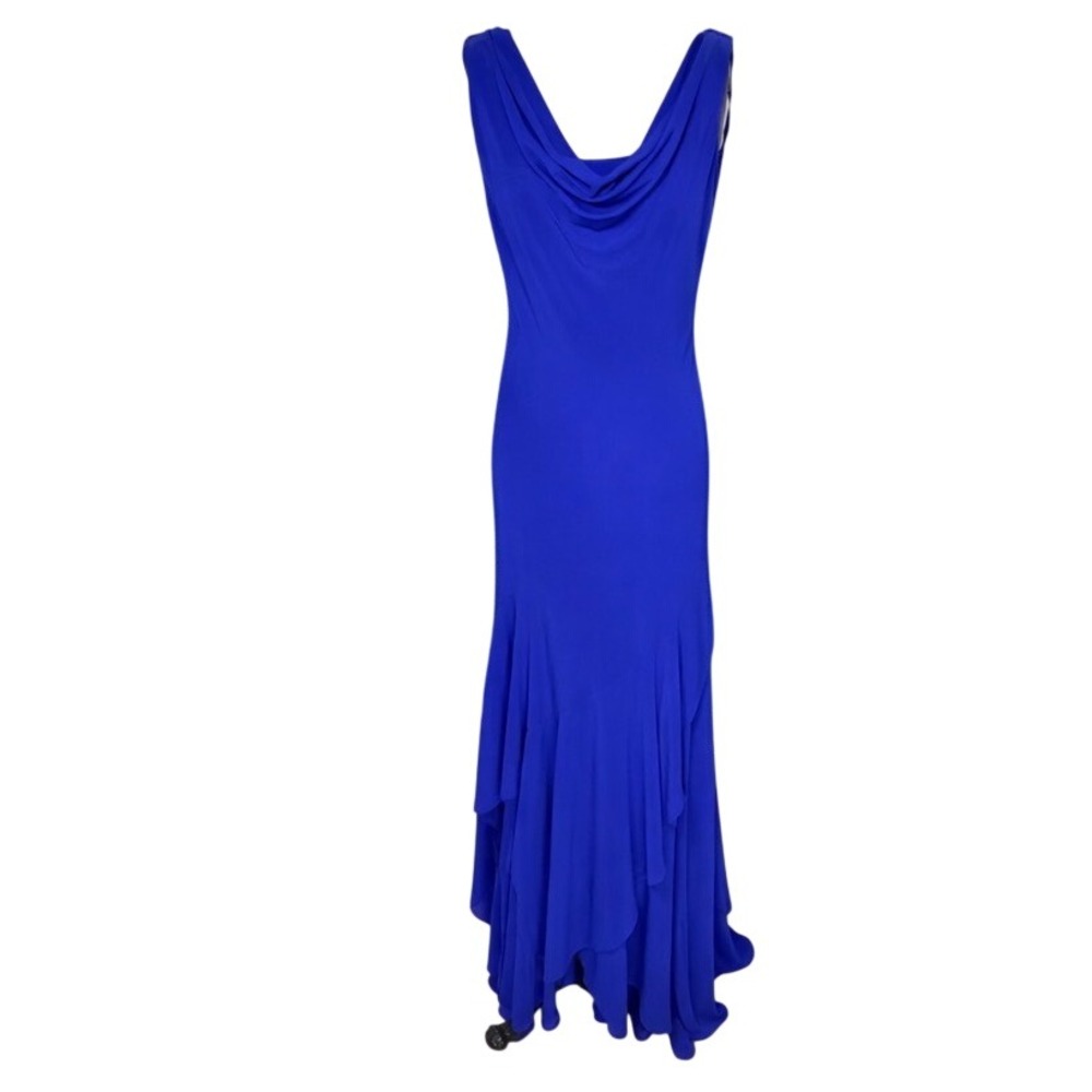 Vintage Alex Evenings Cobalt Blue Cowl Back Evening Gown Dress 10 Made Hong Kong
